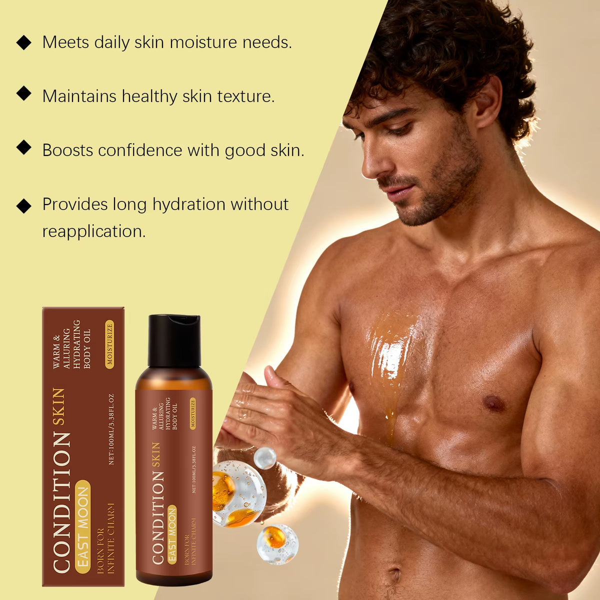 Men'S Moisturizing Body Cream Reduce Dryness Nourishing Skin anti Acne Long Lasting Hydrating Coconut Oil Body Oil for Men 100Ml