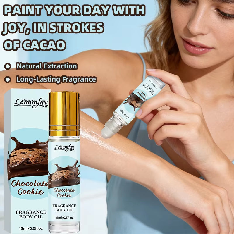 Lemonfay Chocolate Cookie Roll-On Body Oil | Sweet Gourmand Scent Long Lasting Perfume Oil for Women Men 15Ml