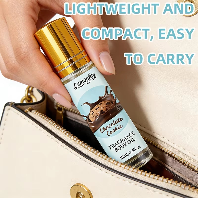 Lemonfay Chocolate Cookie Roll-On Body Oil | Sweet Gourmand Scent Long Lasting Perfume Oil for Women Men 15Ml