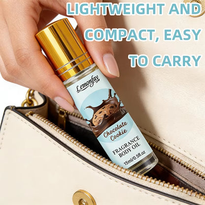 Lemonfay Chocolate Cookie Roll-On Body Oil | Sweet Gourmand Scent Long Lasting Perfume Oil for Women Men 15Ml