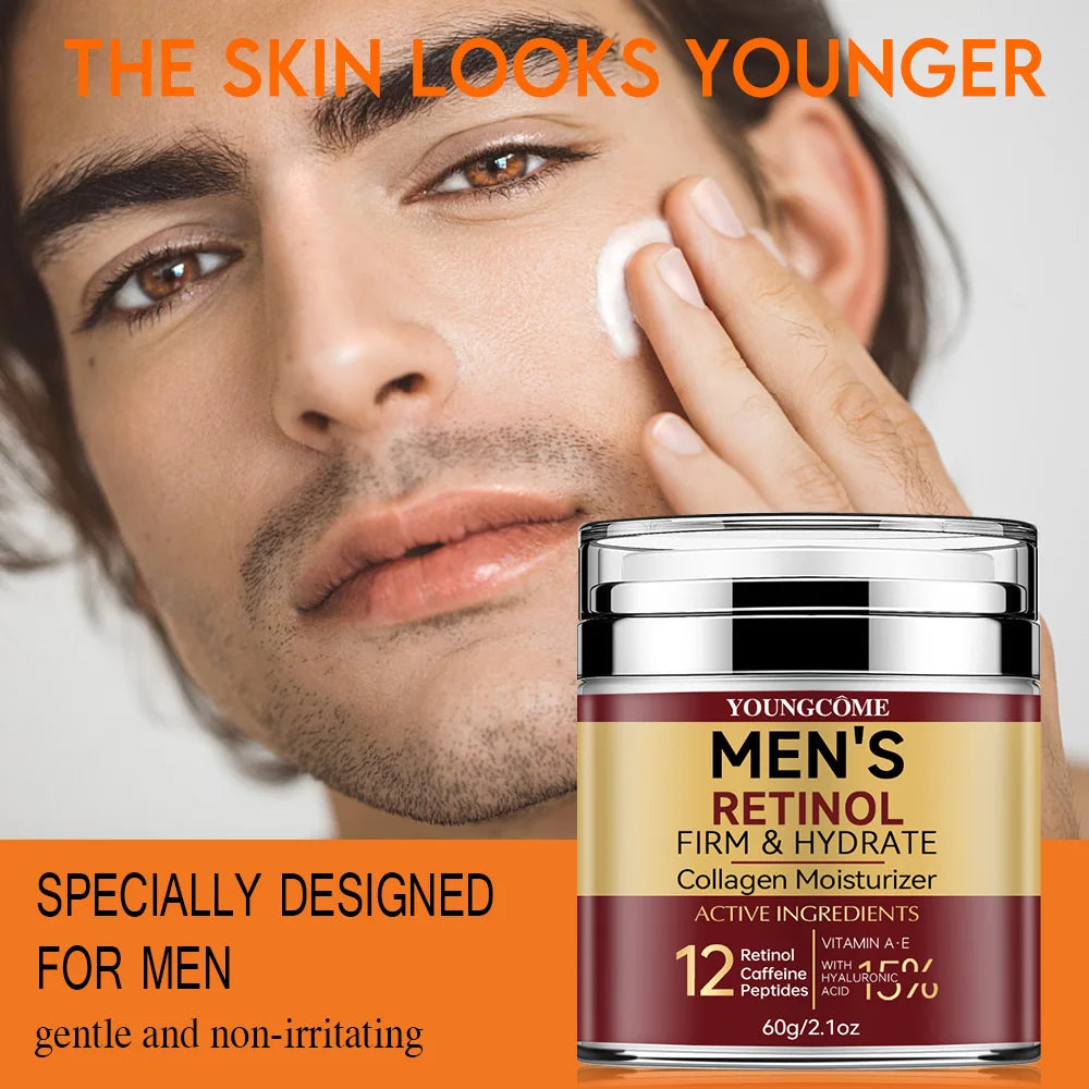 Men'S Retinol Firming Face Cream Skincare Moisturizing Collagen Brightening Smooth Wrinkles Facial Face Men Skin Care Treatment