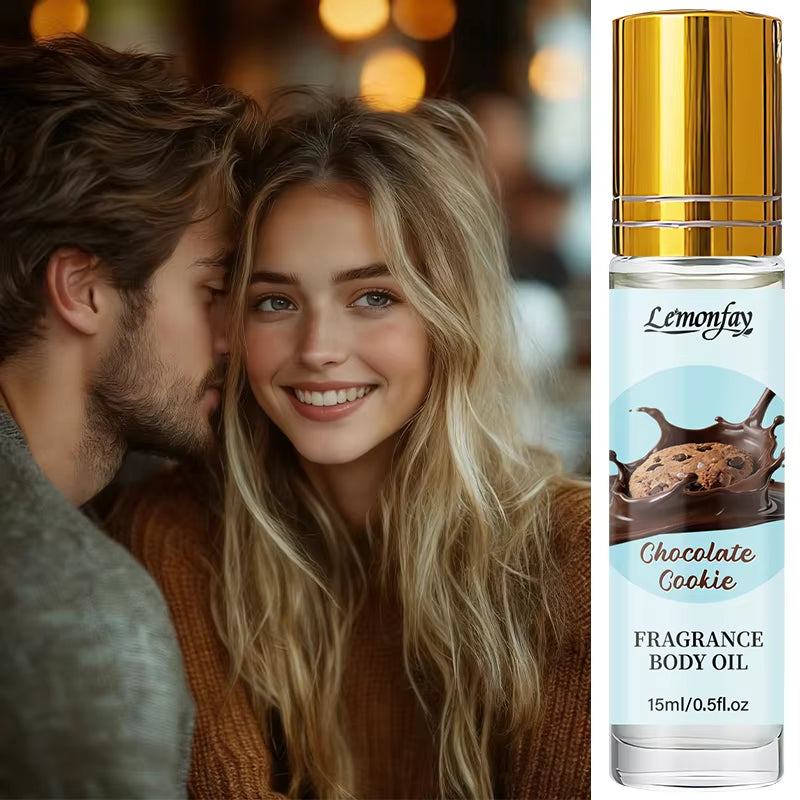 Lemonfay Chocolate Cookie Roll-On Body Oil | Sweet Gourmand Scent Long Lasting Perfume Oil for Women Men 15Ml