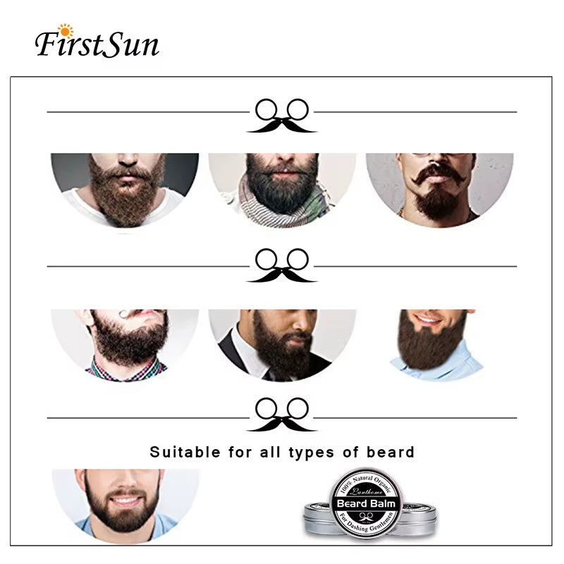Natural Beard Balm Wax Beard Growth Oil for Men Moisturizing Smoothing Beard Styling Professional Care Cream Skin Care
