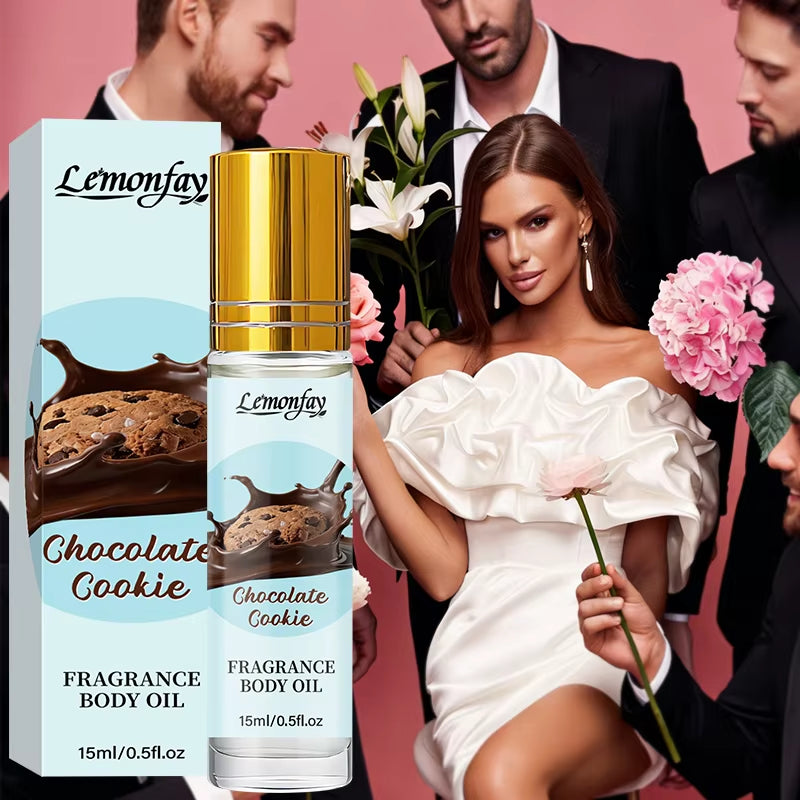 Lemonfay Chocolate Cookie Roll-On Body Oil | Sweet Gourmand Scent Long Lasting Perfume Oil for Women Men 15Ml