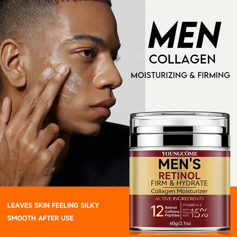 Men'S Retinol Firming Face Cream Skincare Moisturizing Collagen Brightening Smooth Wrinkles Facial Face Men Skin Care Treatment